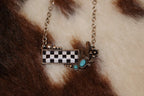 Checkerboard Cactus Pendant Necklace