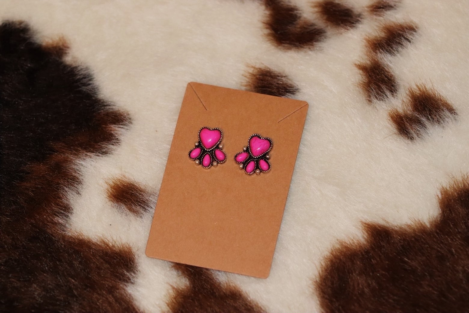 Western Semi Precious Stone Heart Earrings