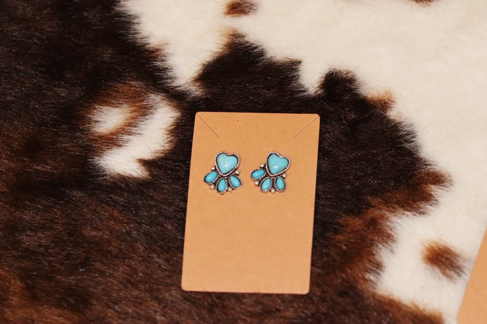 Western Semi Precious Stone Heart Earrings