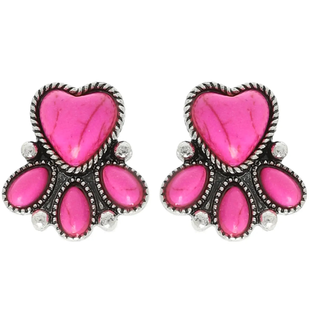 Western Semi Precious Stone Heart Earrings