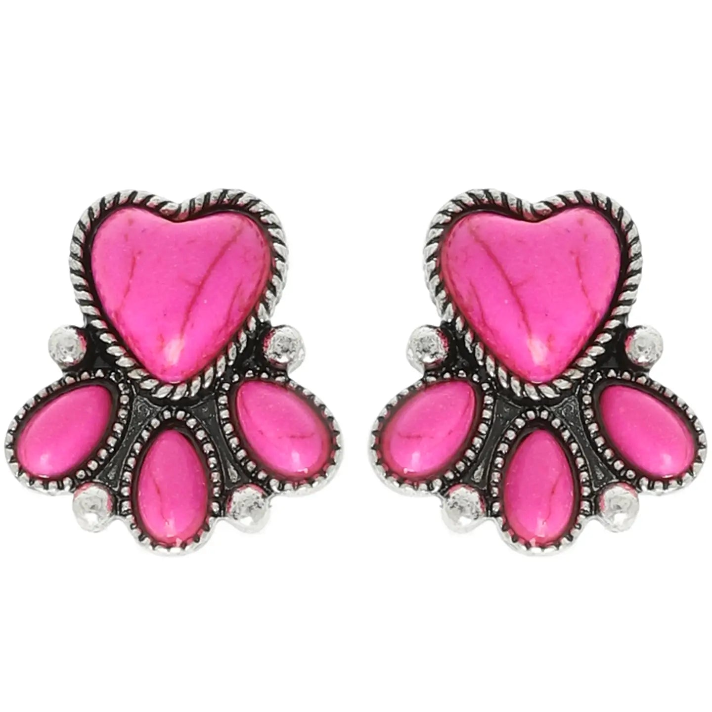 Western Semi Precious Stone Heart Earrings