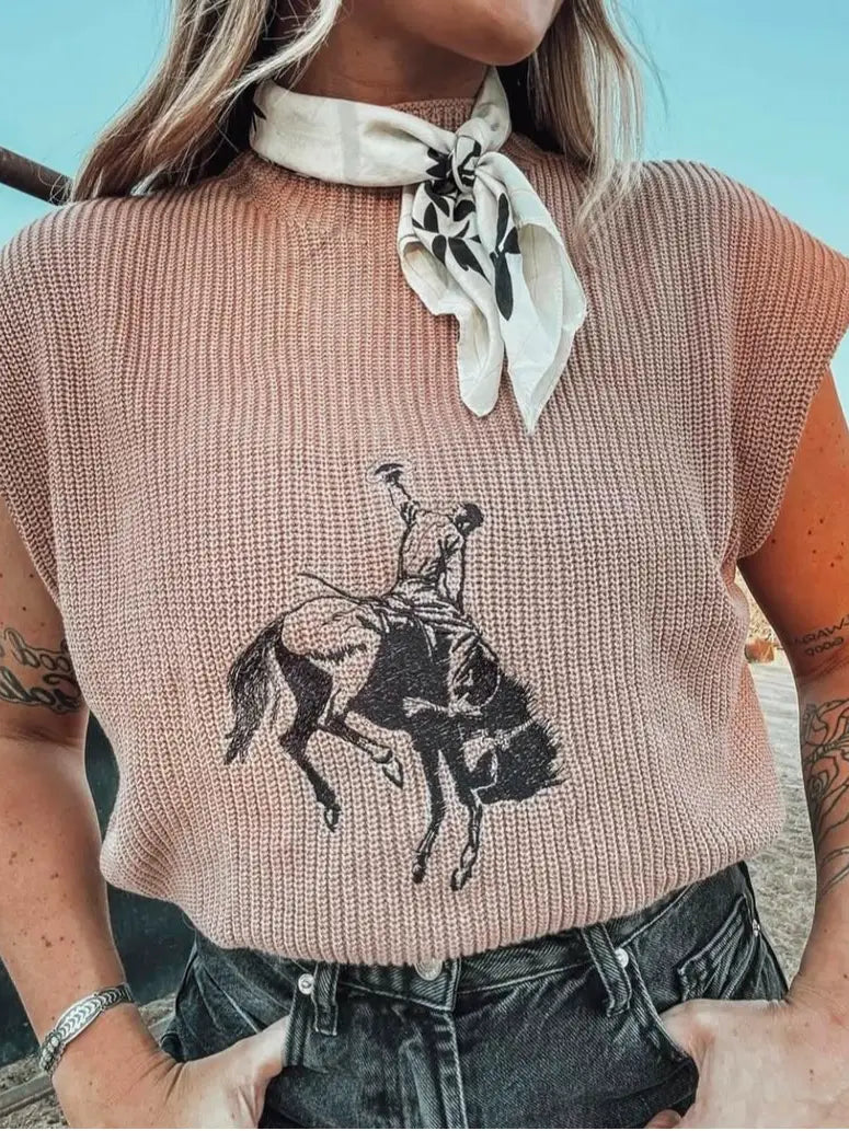 Bronc Embroidered Sweater Vest